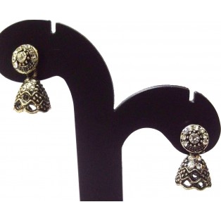 Silver Oxidized Earrings Jhumka Jhumki Jewelry Bollywood Drop Dangle Long EA367